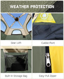 FanttikOutdoor Zeta C4 Pro Camping Tent 4 Person Instant Cabin Tent Setup in 60 Seconds with Rainfly & Windproof Portable with Carry Bag for Family Camping & Hiking, Upgraded Ventilation, Green