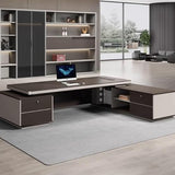 Modern L Shape Business Executive Desk Large Home Office Desks Rustic Wood Reception Computer Table