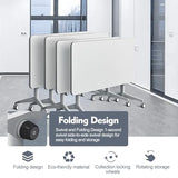 Modern Mobile Training Table with Wheels, White Foldable Seminar Meeting Tables for Office
