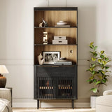 WAMPAT 72.8" Tall 5 Tiers Bookshelf with Doors & Drawer for Home Office