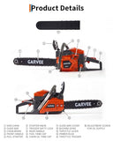 58cc Gas Powered Chainsaw, 2-Stroke Engine with Quick Start & Ergonomic Non-Slip Handle for Efficient Wood Cutting, Tree Trimming and Land Clearing