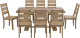 Crosley Furniture Joanna 9-Piece Modern Farmhouse Dining Table Set for 8 with Ladderback Chairs, Rustic Brown