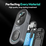 Nonstop Power Video Doorbell with Head-to-Toe View, No Subscription, AI Motion Detection