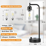 Table Lamps for Bedrooms Set of 2 - Fully Dimmable Bedside Lamps with USB A and C Ports and Outlet