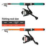 2PCS Fishing Rod Reel Combo 5.9FT Telescopic Fishing Pole Spinning Reel with Baits Hooks Storage Bag Compact Collapsible Fishing Pole Starter Kit for Kids Youth Adults Travel Fishing Gear