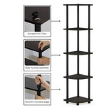 Furinno TURN-N-TUBE Corner Shelf, 5-Tier Corner Bookshelf, Open Storage Shelves, Espresso