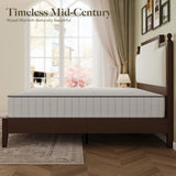 King Size Bed Frame with 50.2" Tall Upholstered Headboard, Walnut