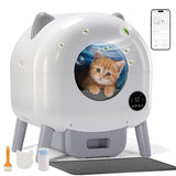 GTPLAYER Automatic Self-Cleaning Cat Litter Box, 2026 Upgraded 66L+18.6L Extra-Large Covered Smart Box with App Control, Safety Sensor System, Easy-Clean Waste Bin, Ideal for Multi-Cat Homes,White