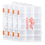 LARIPOP 4-Pack 3600 Fishing Tackle Boxes, Clear Plastic Storage Trays with Adjustable Dividers, Organizer for Lures, Hooks, Sinkers, Jigs & Fishing Accessories