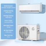 GarveeHome 9000BTU Mini Split Air Conditioner& Heater, 24 SEER2 115V Wall-Mounted Ductless AC Unit Cools Rooms Up to 450 Sq. Ft, Energy Efficient Inverter AC with Heat Pump
