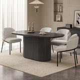 Miuuod 70.86" Large Oval Dining Table Set with 6 Chairs, Farmhouse Wood Kitchen Table Set, Modern Dining Room Furniture,Space-Saving Pedestal Base