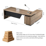 Retractable L-Shaped Executive Desk, Modern Office Desk with locking Drawers