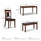 Signature Design by Ashley Bennox Dining Room Table and Chairs with Bench (Set of 6), Brown
