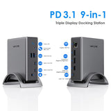 USB C Docking Station, PD3.1 Docking Station 3 Monitors with 2* DP + HDMI,Single 4K@144Hz,140W Charger, USB-C 10Gbps