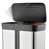 Outdoor Trash Cans Bins 2 Bin Foot Pedal Trash Can with Lid Stainless Steel Trash Bin