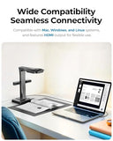 Professional Book Scanner, 38MP Document Camera, Laser Curve-Flatten, USB High Speed Document Scanner
