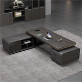 L Shaped Wooden Executive Desk with Light Strip Large Desktop Home Office
