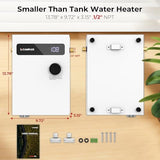 CAMPLUX Tankless Water Heater Electric 11kW 240 Volt, Point-of-Use Digital Display, Electric Instant Hot Water Heater with Self-modulating, Side Water Connection for Easier Installation, White