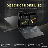 Lenovo V14 Business Laptop, 14" FHD Display, Intel Core i7-13620H, 16GB DDR4