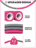 Phobby Weighted Exercise Hoop for Adults, 2.2lb Detachable Fitness Hoop, Adjustable Hoops with Jump Rope, Tape Measure and Carry Bag (Pink Grey)