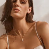 Carffordo 16K Gold Plated Cross Necklace for Women, Cubic Zirconia Necklace