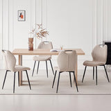 Lecafur HL Boucle Dining Chair with Built-in Handle Metal Legs