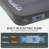 Elegear CumbreX™ Air & Foam Self Inflating Sleeping Pad, Built-in Electric Pump 4" Ultra-Thick Memory Foam Camping Mattress with Pillow Camping Pad 4-Season R-Value 9.5 Camp Mat (Grey, Single)