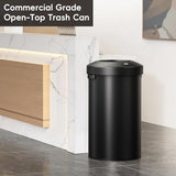 EKO Urban 32 Gallon Round Black Stainless Steel Open Top Waste Bin