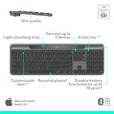 Logitech Signature Slim Solar+ Wireless Bluetooth Keyboard K980 for Mac, Solar and Artificial Light Powered