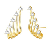 YOIHUR 14K Glod Triple Illusion Claw Stud Earrings for Women, Multiple Huggie Hoop Earrings for One Hole, Gold Earrings for Women Trendy Simple Hypoallergenic Jewellery Festival's Gifts