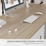 Standing Desk with Storage, l Shaped Executive Desk Adjustable Height, Light Wood Grainy