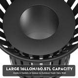 kaiwrxin Commercial Outdoor Trash Can - 60L Heavy Duty Metal Garbage Bin with Lid & Liner, Weather-Resistant Waste Receptacle (Black, Large)