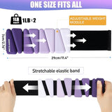 BECOJADDE Ankle Weights for Women Wrist Weights Set of 2 (1 lb Each) Adjustable Arm Leg Weight for Womens Men, Gradient Purple