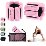 Ankle Weights for Women Men Adjustable 1LB Wrist Weights Bracelet Set of 2 for Home Gym Weighted Bangles Wristbands Leg Arm Weights, Pink