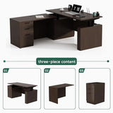 66.93'' L Shaped Executive Standing Desk with Pre-Assembled Frame & Lockable Cabinets