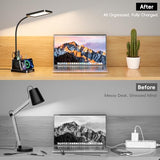 cozoo LED Desk Lamp for Home Office, 15W Bright Desk Light with Wireless Charger Pen Holder, Gooseneck Small Table Lamp