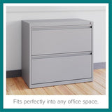 Hirsh 30 inch W 2 Drawer Metal Lateral 101 File Cabinet Arctic Silver