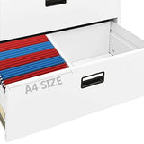 Xolmizyn 2 Drawer Metal Filing Cabinet, White Steel Storage Organizer for Home Office
