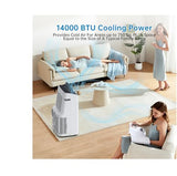 14,000 BTU Portable Air Conditioner, Cools up to 700 Sq. Ft. 3-in-1 Portable AC w/Fan & Dehumidifier w/Remote Control, 24-Hour Timer, 3-Speed Air/Nightlight
