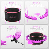 JLoibao Weighted Hula Circle for Adults Weight Loss, Infinity Fitness Hoop Plus Size 51 Inch with Sweat Belt, Include 27 Detachable Links and Waist Trainer for Women (Purple)