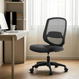 KIZECK Small Armless Mesh Office Computer Task Chair Without Arms with Adjustable Lumbar Support and Wheels for Adults and Kids