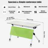 Portable Folding Conference Table with Silent Locking Wheels, Modern Mobile Flip Top