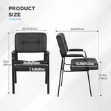 BestOffice Office Guest Chairs Set of 2 Reception Chairs Conference Chairs with Arms Lumbar Support Stack Cushion Seat  (Black)
