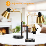 Desk Lamp with Dual USB Charging Port, Heavy Duty Metal Table Lamp, 340 Degree Swivel Arms