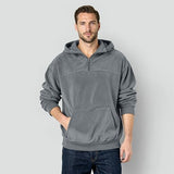 GINGTTO Mens Quarter Zip Pullover Hoodies For Men Grey Corduroy Sweater Men 1/4 Zip Hoodie L