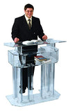 Kingdom 3 Tier Acrylic Lectern or Podium with 6 Column Base and a Wide Middle Shelf with Plenty of Space for Your Presentation Needs