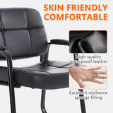 Set of 2 Big & Tall 400 lbs Waiting Room Guest Chair, Leather Office Reception Chair No Wheels with Backrest