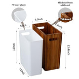 Coeusy 3 Gallon Wooden Trash Can with Liner,Small Solid Wood Bathroom Trash Can