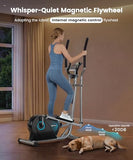 Dripex Elliptical Exercise Machine, Hyper-Quiet Magnetic Elliptical Machine for Home, 8-Level Resistance Elliptical Training Machines with 6KG Flywheel, Pulse Sensor & LCD Monitor (Blue)