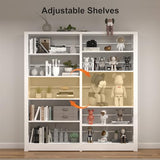 LyAosdFu 5-Tier Industrial Bookshelf, White Bookcases and Bookshelves